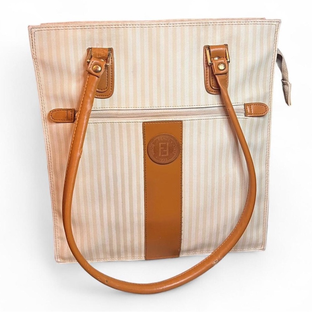 Vintage Fendi Tan and Cream Tote Bag